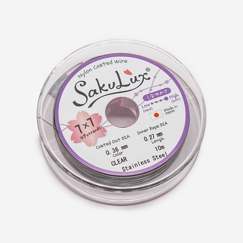Японский ювелирный тросик SakuLux 49 диаметр 0,36мм, цвет "Сталь"