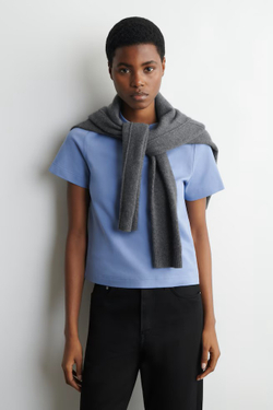 COS Футболка с коротким рукавом, васильковый