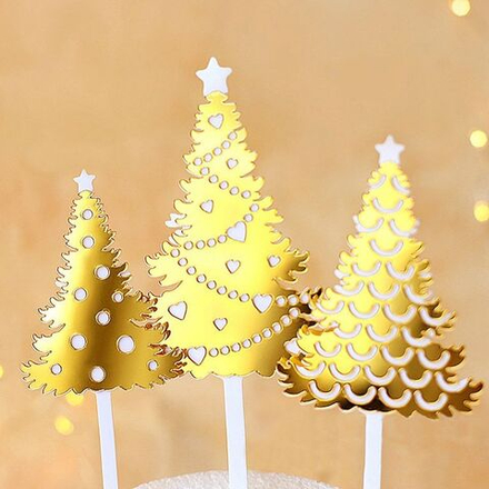 Топпер «Ёлочки» золотые, 3 шт