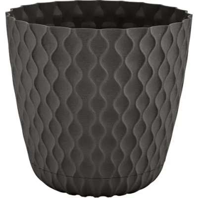 Горшок для цветов InGreen Wave с дренажной сеткой и съемным поддоном 4,7л, D205мм, горьки