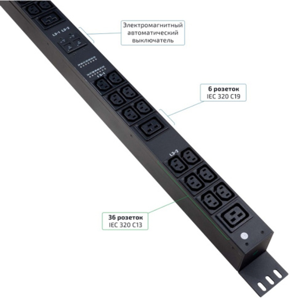 Блок розеток Cabeus SMART-PDU-32-3P-36C13-6C19-I309-CM