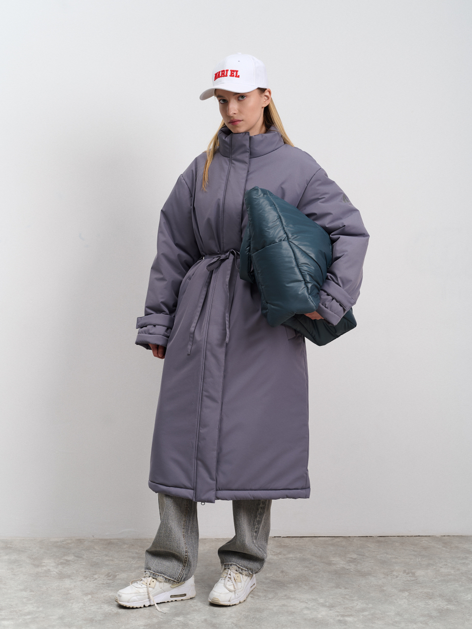 Пальто женское демисезонное "Ливерпуль" серый