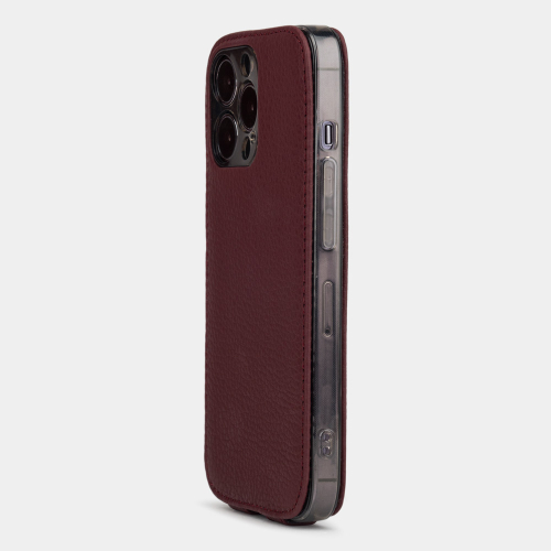 Чехол для iPhone 14 Pro Max из кожи теленка, бордового цвета