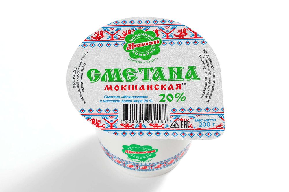 Сметана 20% Мокшанская, 0,2