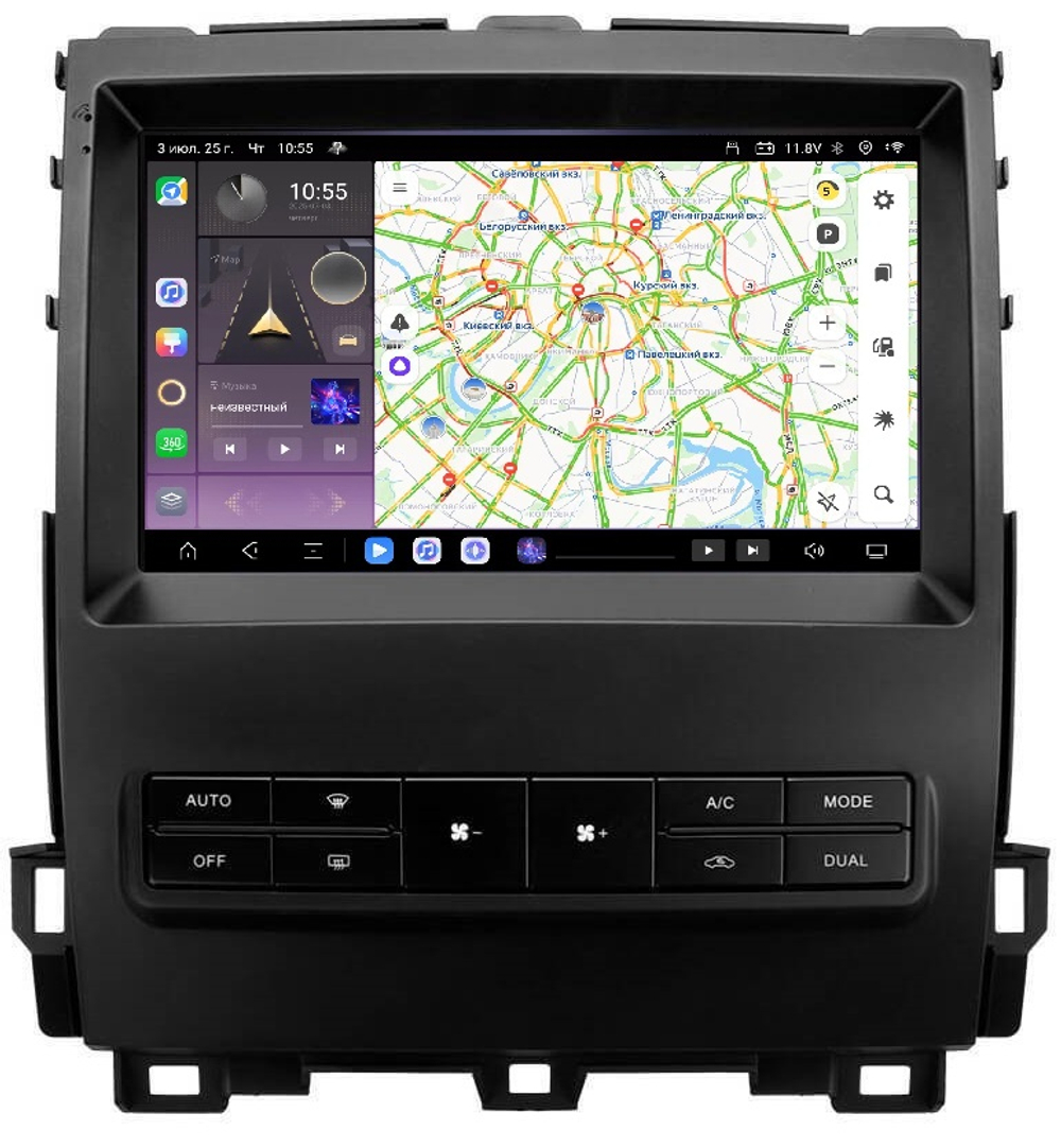 Магнитола для Lexus GX470 J120, Toyota Land Cruiser Prado 120 (климат на большом экране) - Kuberg QLed, Android 13, TS20, CarPlay, SIM-слот