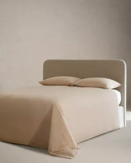 ZARA HOME ПОДОДЕЯЛЬНИК ИЗ ЖАТОГО СИТЦА В ПОЛОСКУ, БЕЖЕВЫЙ