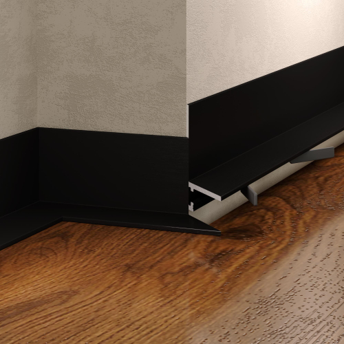 Laconistiq Микроплинтус Micro-L угловой (25,8х16,2х2450мм) черный муар + 7 зажимов. Алюминий