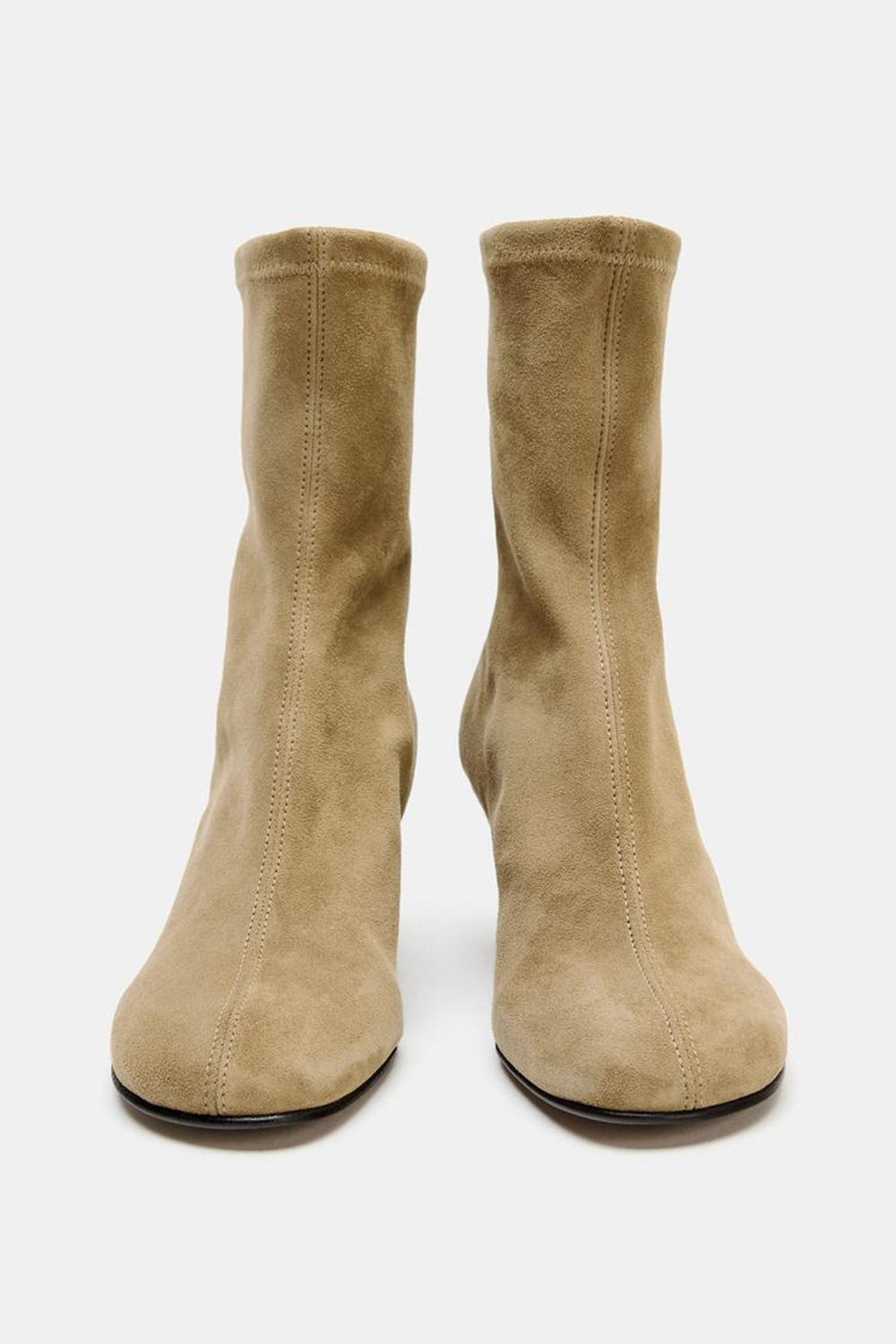 ZARA ЗАМШЕВЫЕ БОТИЛЬОНЫ НА ТАНКЕТКЕ, СЕРО-КОРИЧНЕВЫЙ