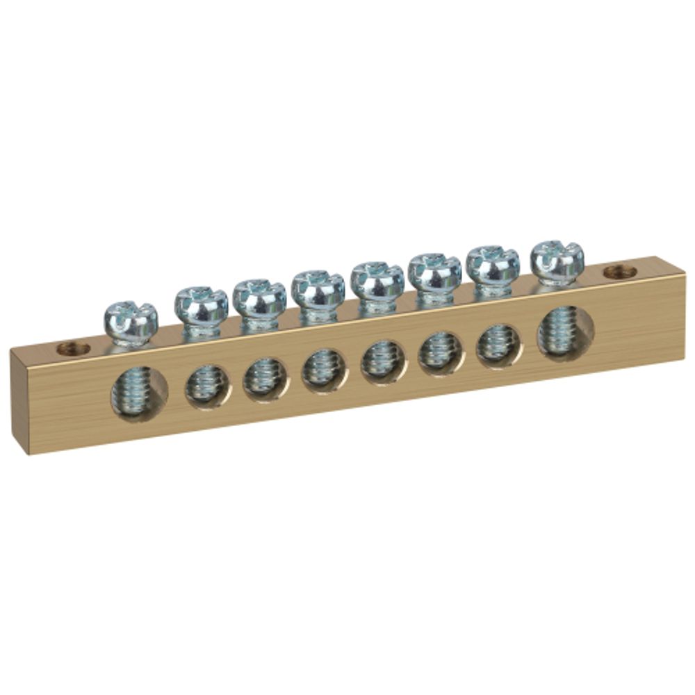 Шина ЭРА NO-122-21 PEN земля-ноль 8х12мм 8/2 латунная крепеж по краям | Шины N, PE, PEN