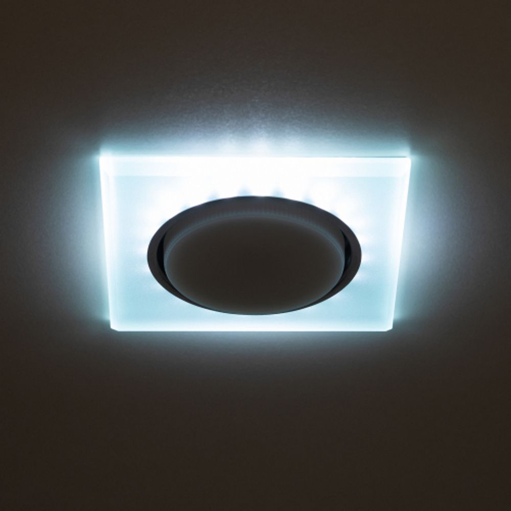 Светильник встраиваемый cо светодиодной подсветкой ЭРА DK LD50 FR под лампу GX53 белый матовый