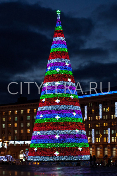 Ель уличная искусственная "Уральская" каркасная светодинамическая