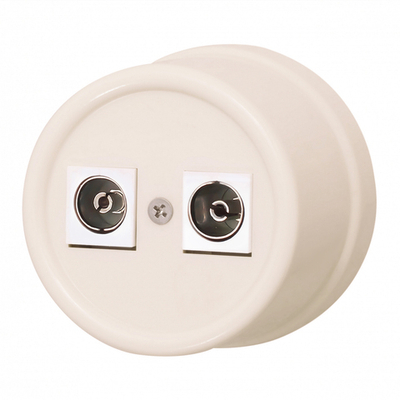 Розетка телевизионная двойная, оконечная, пластик, песочное золото B1-306-24