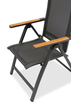 Lyon-Andy 280A+8N2R, комплект обеденной мебели антрацит/натуральный, алюминий/тик