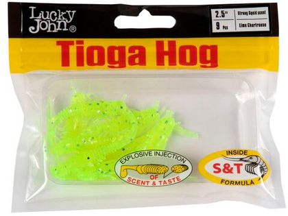 Виброхвосты съедобные Lucky John Pro Series TIOGA HOG 2.5" (63мм/9шт)