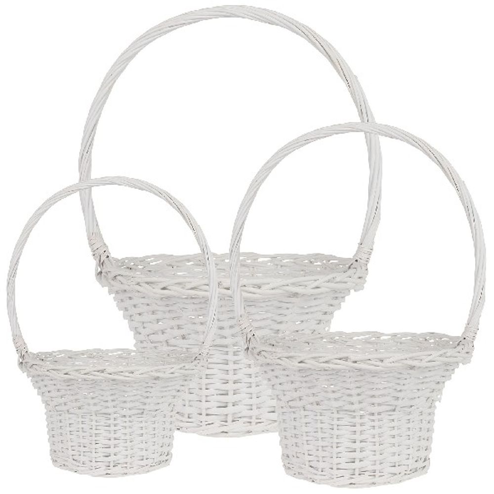 Набор корзин/3шт (ива) D44xH24/62см-D32xH20/50см (Белый)