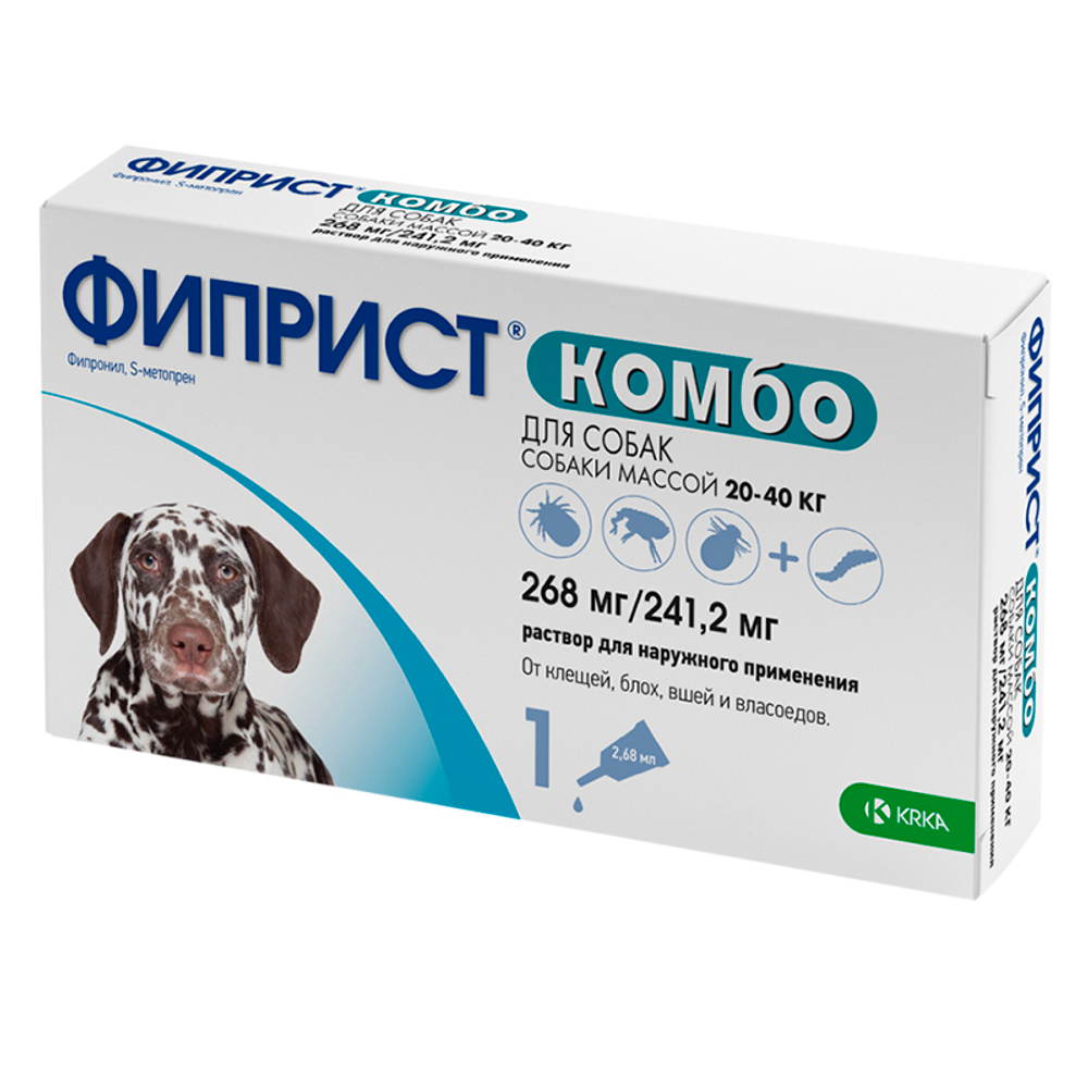 Фиприст Комбо №1 для собак 20-40 кг капли на холку 2,68 мл