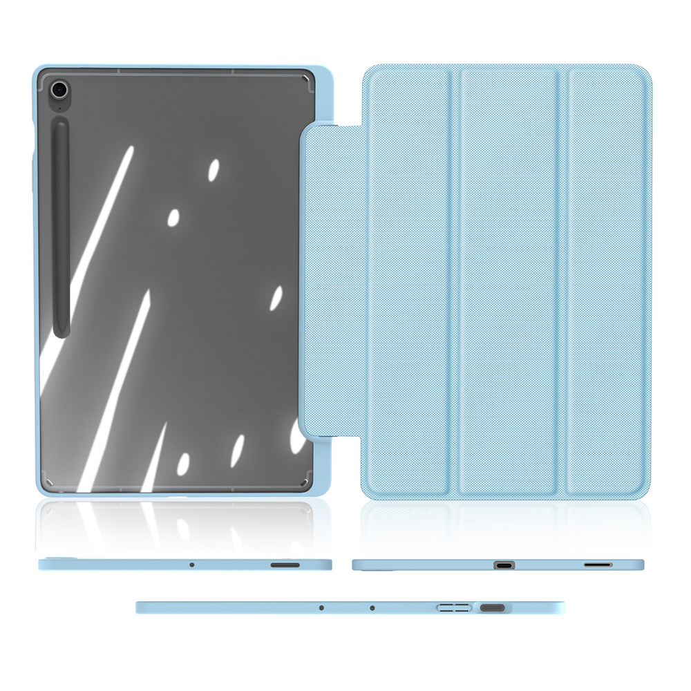 Чехол книжка синего цвета от Dux Ducis для Samsung Galaxy Tab S10 FE Plus, серия Toby Series Case, с функцией пробуждения и сна