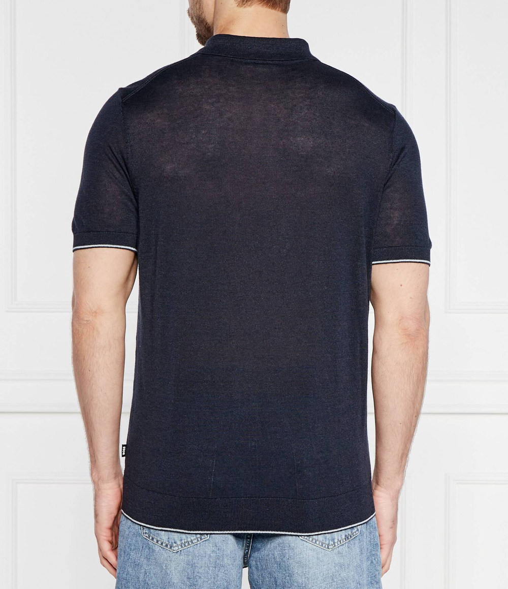 Льняное поло trieste BOSS BLACK - темно-синий(50511750)