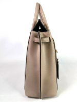 Женская пудровая форматная сумка из натуральной толстой кожи