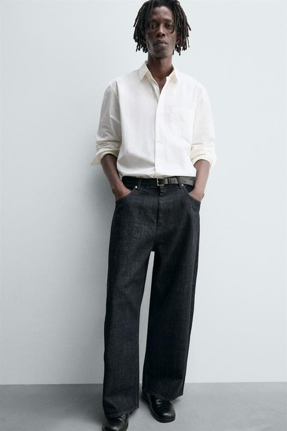 ZARA ДЖИНСЫ WIDE FIT, СИНИЙ