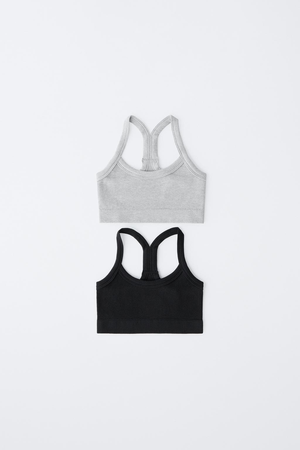 ZARA НАБОР ИЗ ДВУХ БЕСШОВНЫХ ТОПОВ, ЧЕРНЫЙ