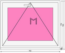 Пластиковое окно 750 х 950 фрамуга (форточка) ТермА Эко + Москитная сетка