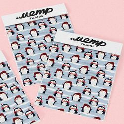 Ткань бифлекс маленькие пингвины