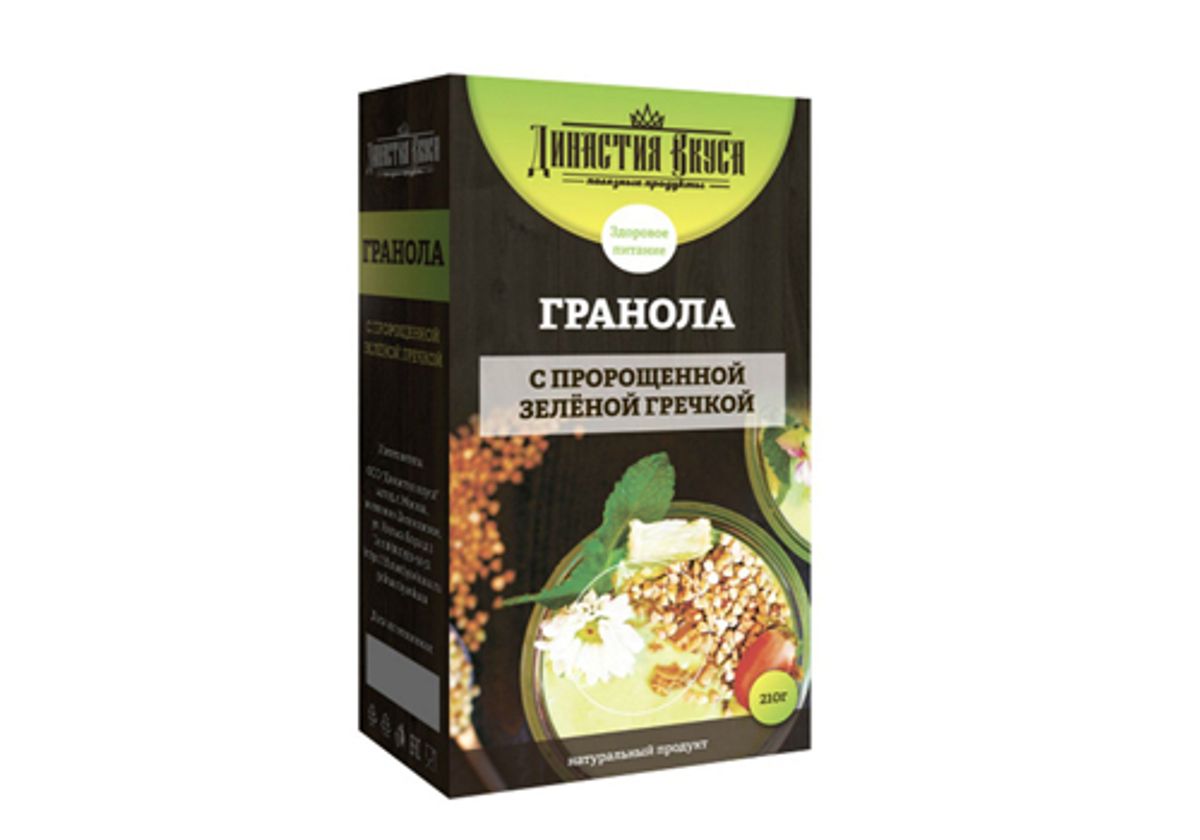 Гранола с пророщенной зеленой гречкой Династия Вкуса, 210г