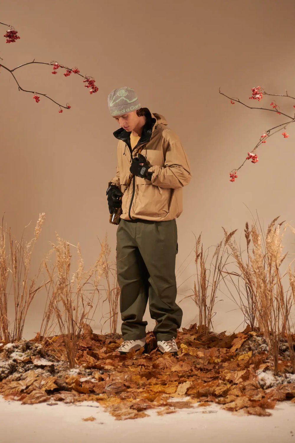 Шапка Called a Garment Pathway Logo Beanie серый / мятный