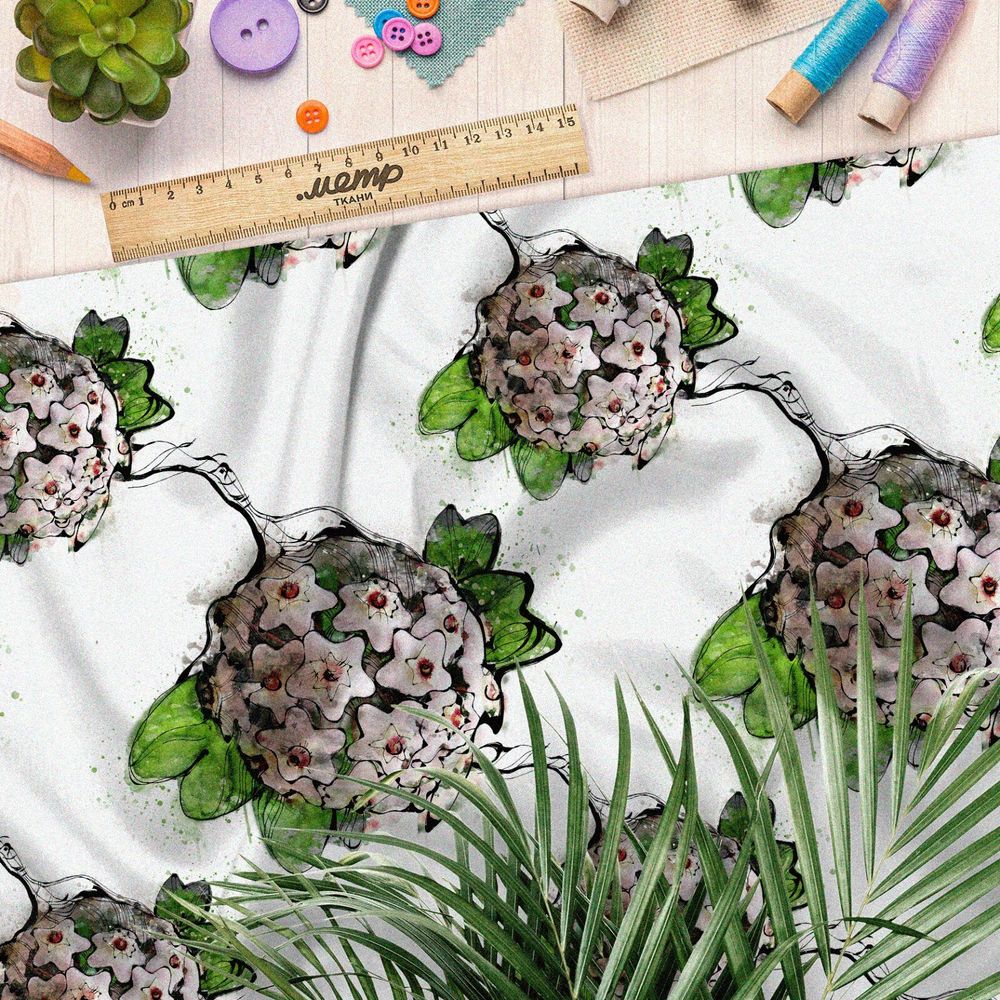 Ткань дюспо крупыне белые бутоны