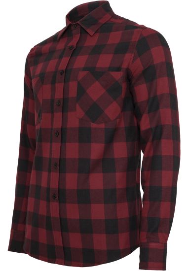 Рубашка URBAN CLASSICS Checked Flanell Shirt (Black/Burgundy)