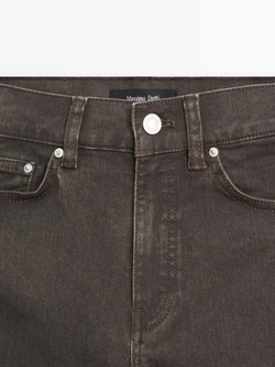 Massimo Dutti Джинсы с высокой талией и широкими штанинами, табачно-коричневый