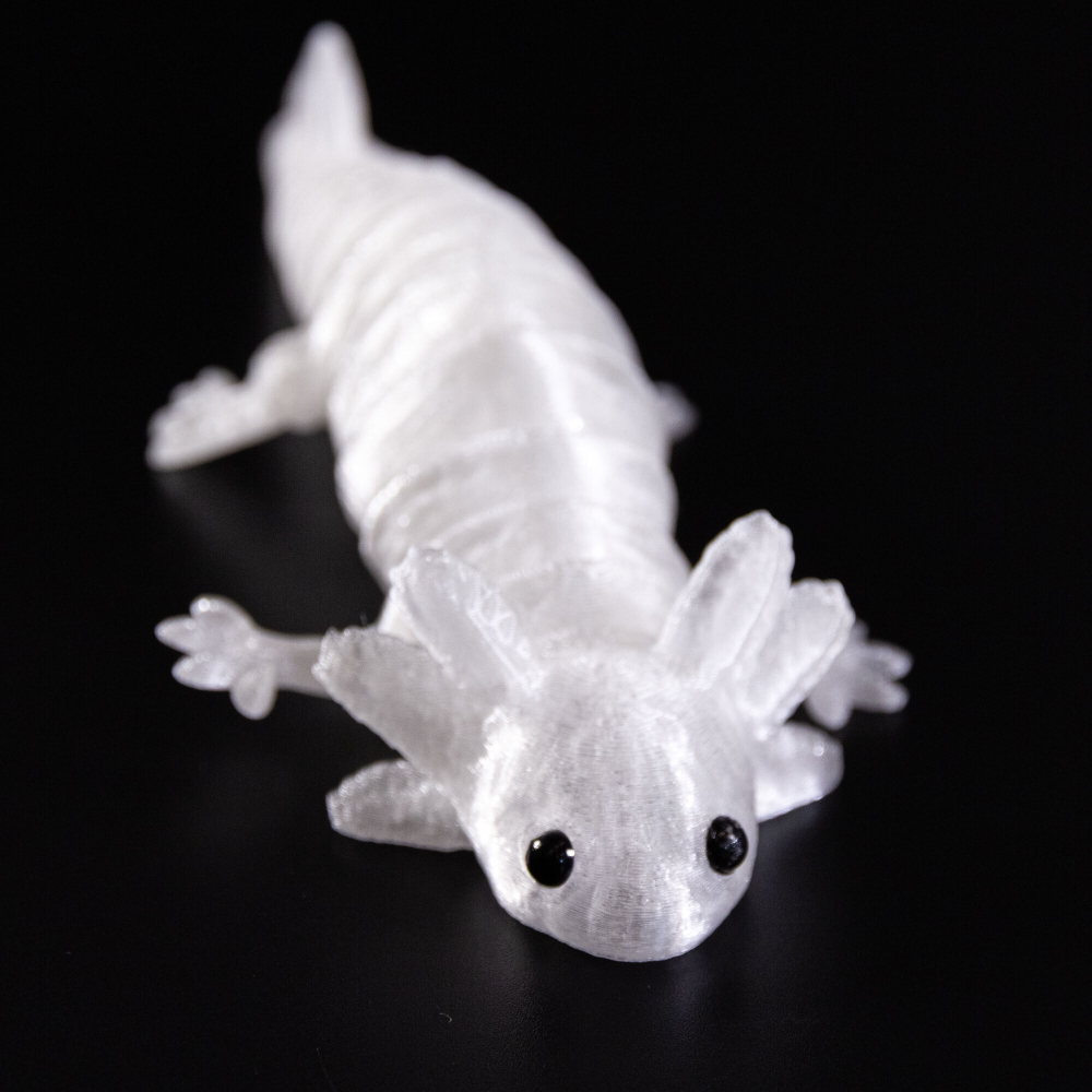 Аксолотль гибкая сегментная подвижная игрушка, 18 см., 3D печать, белая