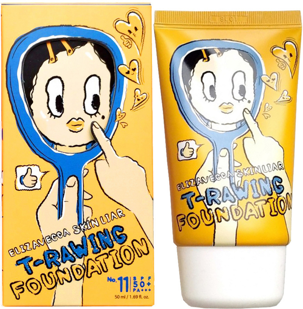 Elizavecca Skin Liar T-Rawing Foundation SPF50+PA+++ легкий тональный крем тон 11 (натуральный бежевый)