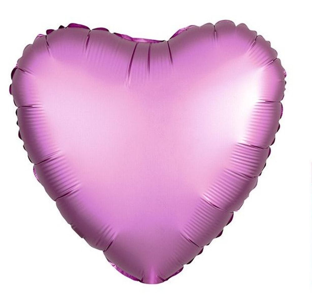 AN Шар Сердце 18" / 46 см, сатин Flamingo фламинго (БГ-15)