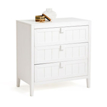 Dipriz Комод белый Карлос из массива сосны, 3 ящика, 86x50x90 см