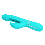 Аквамариновый вибратор-кролик с функцией фингеринга Kampas - 23,2 см. (Цвет: аквамариновый)