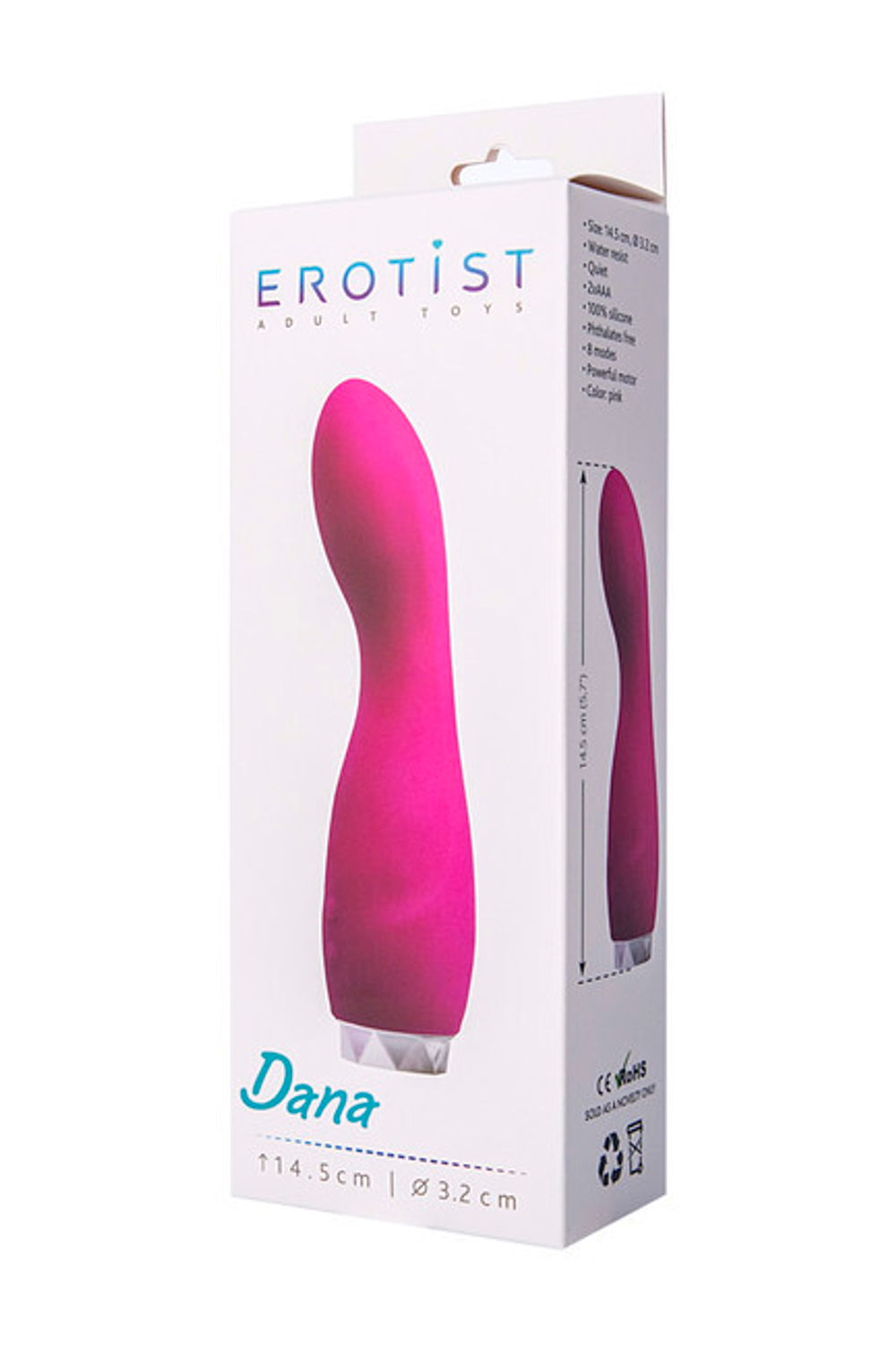 Вибратор Dana для стимуляции точки G (8 режимов вибрации) (Цвет: розовый с серебряным)