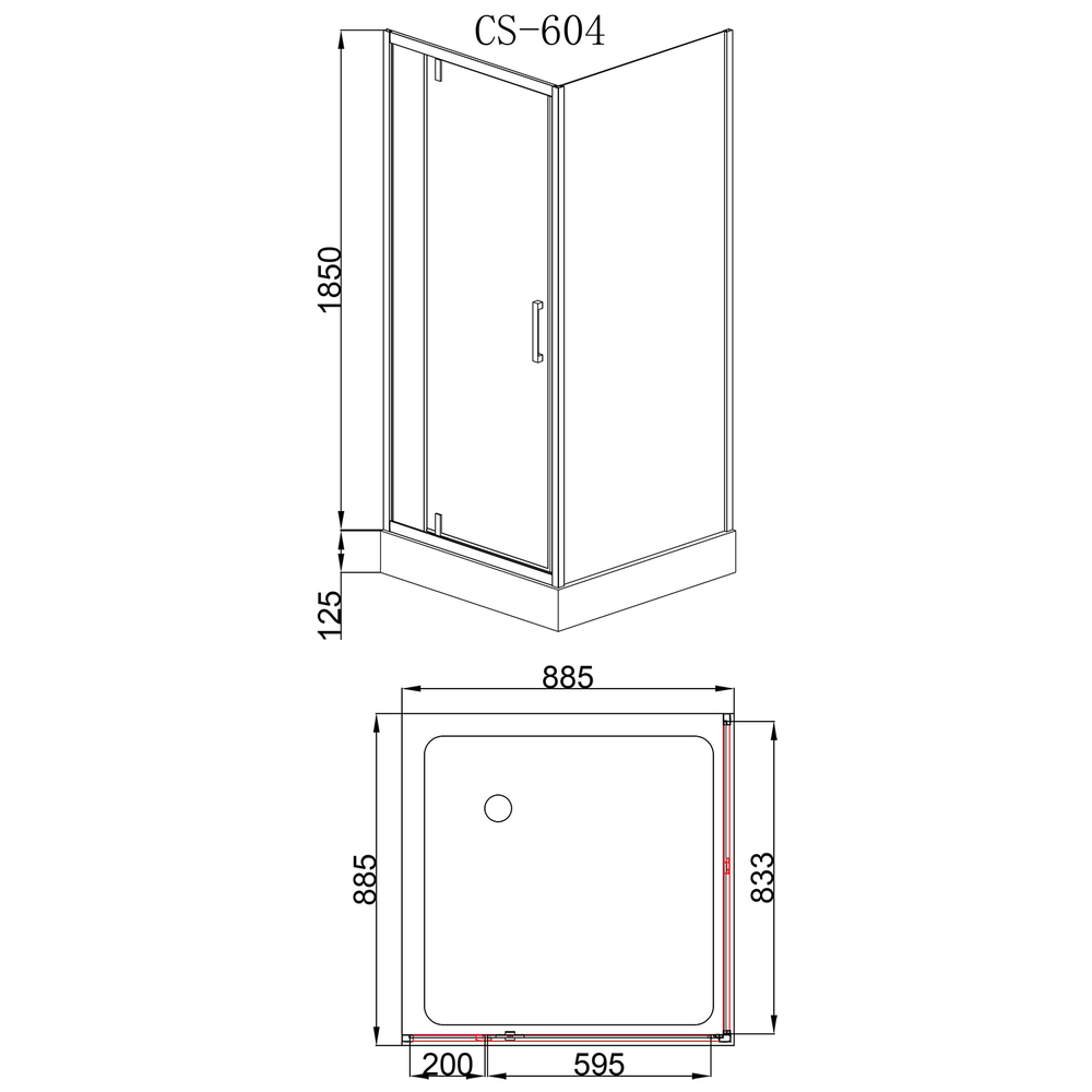 Душ ограждение LORANTO SUNWAY 90х90х200 R/L с низ поддоном 13см, прозр. стекло 6мм,черный 822103