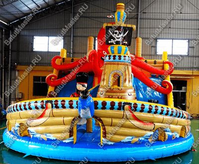 Коммерческий надувной батут "Корабль с осьминогом" 16*9*7 м