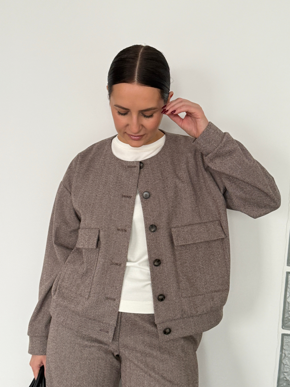 Теплый костюм «Елочка» бежевый