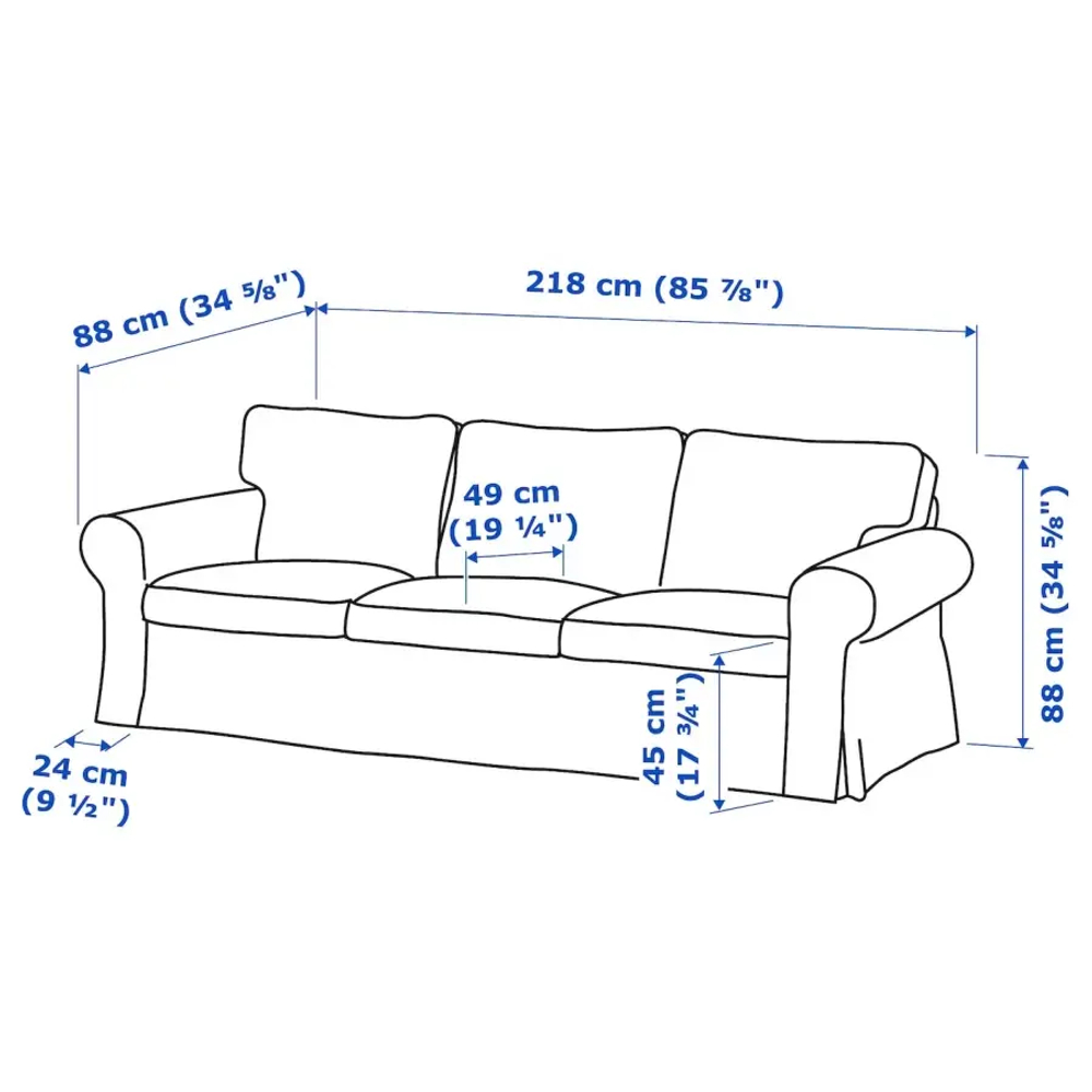 Диван 3-местный - IKEA EKTORP/ЭКТОРП ИКЕА, бежевый