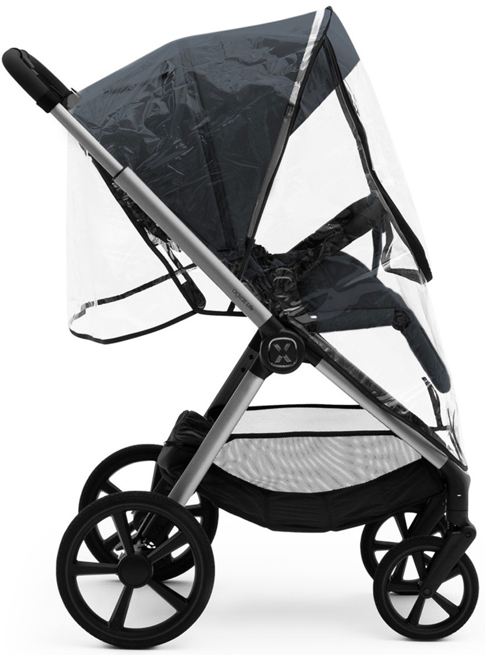 Коляска Agex Life 3 в 1 хромированная рама с автокреслом i-Safe Black ALM606 Midnight Grey (Темно-серый)