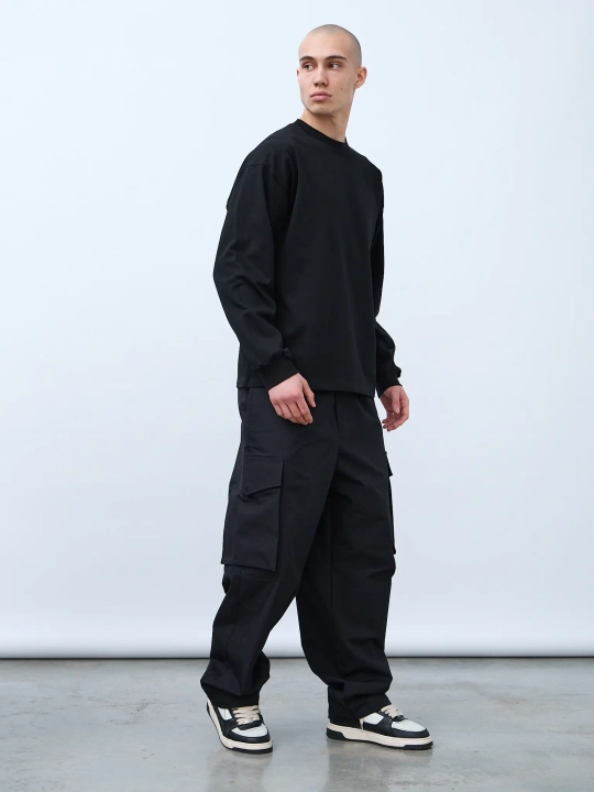 Лонгслив оверсайз (черный) 230 г