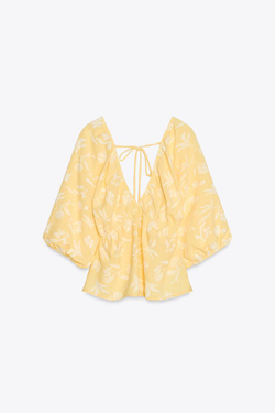 ZARA ЖАККАРДОВЫЙ ТОП, ЖЕЛТЫЙ