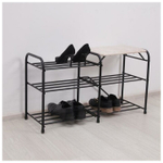 ПОДСТАВКА ДЛЯ ОБУВИ 3 ПОЛКИ 110СМ СИДЕНЬЕМ ДУБЛЬ ЧЕРНЫЙ