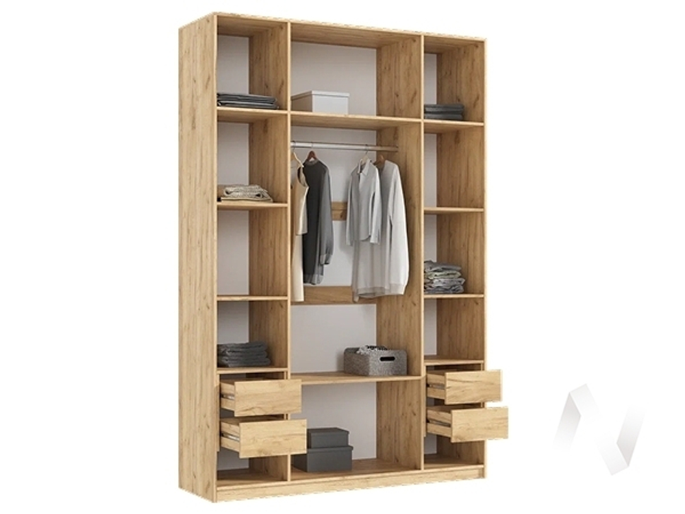 Шкаф 4-х ств.(1600) Марвэл (дуб крафт/браш мени грин)