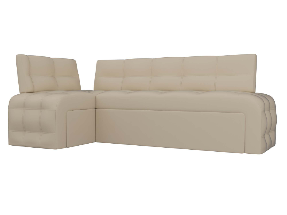 Диван кухонный угловой Люксор левый угол, Бежевый, Экокожа, 28592L