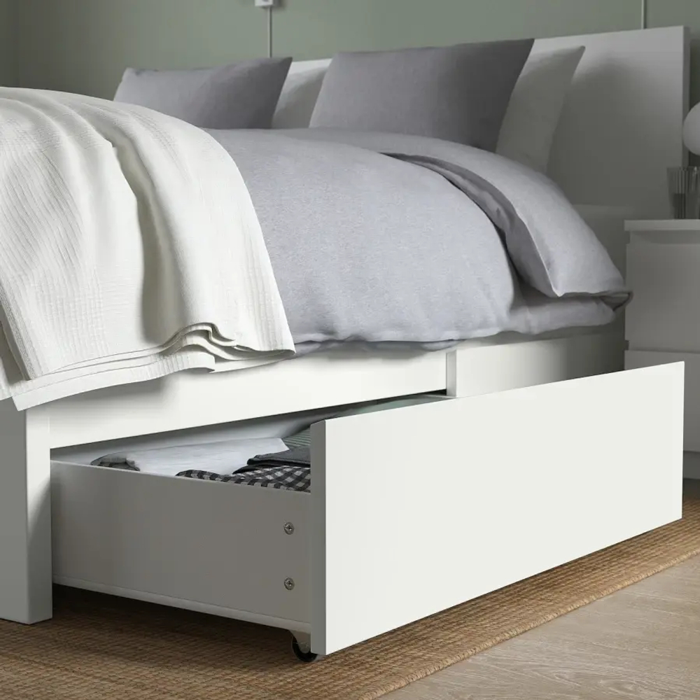 Каркас кровати с 4 ящиками для хранения - IKEA MALM, 200х180 см, белый, МАЛЬМ ИКЕА