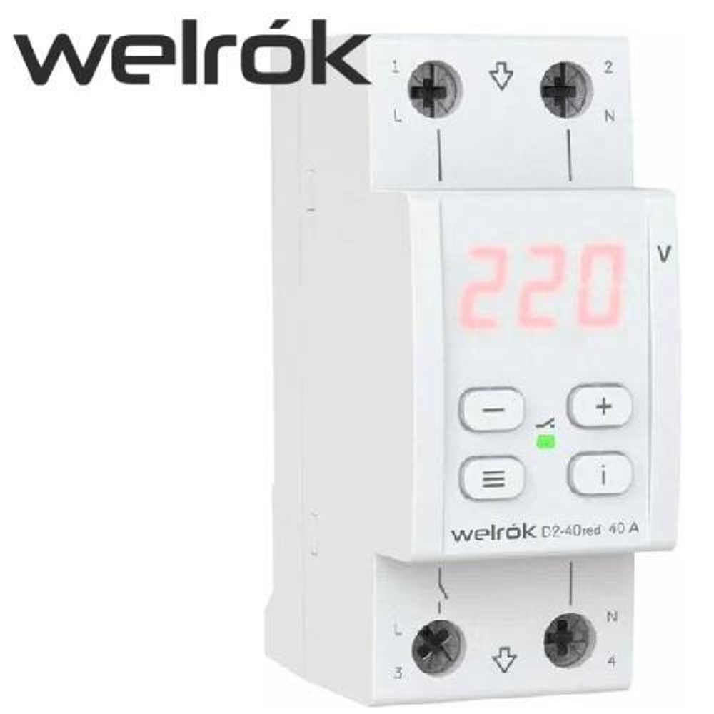Реле напряжения с контролем тока (WELROK) VI-40A red